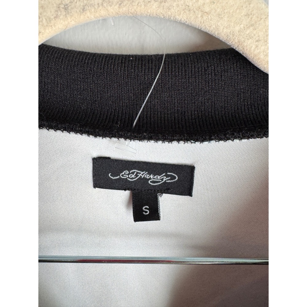 Ed Hardy Women Tattoo Print Cropped Track Jacket Black Small NWT - Picture 2 of 6